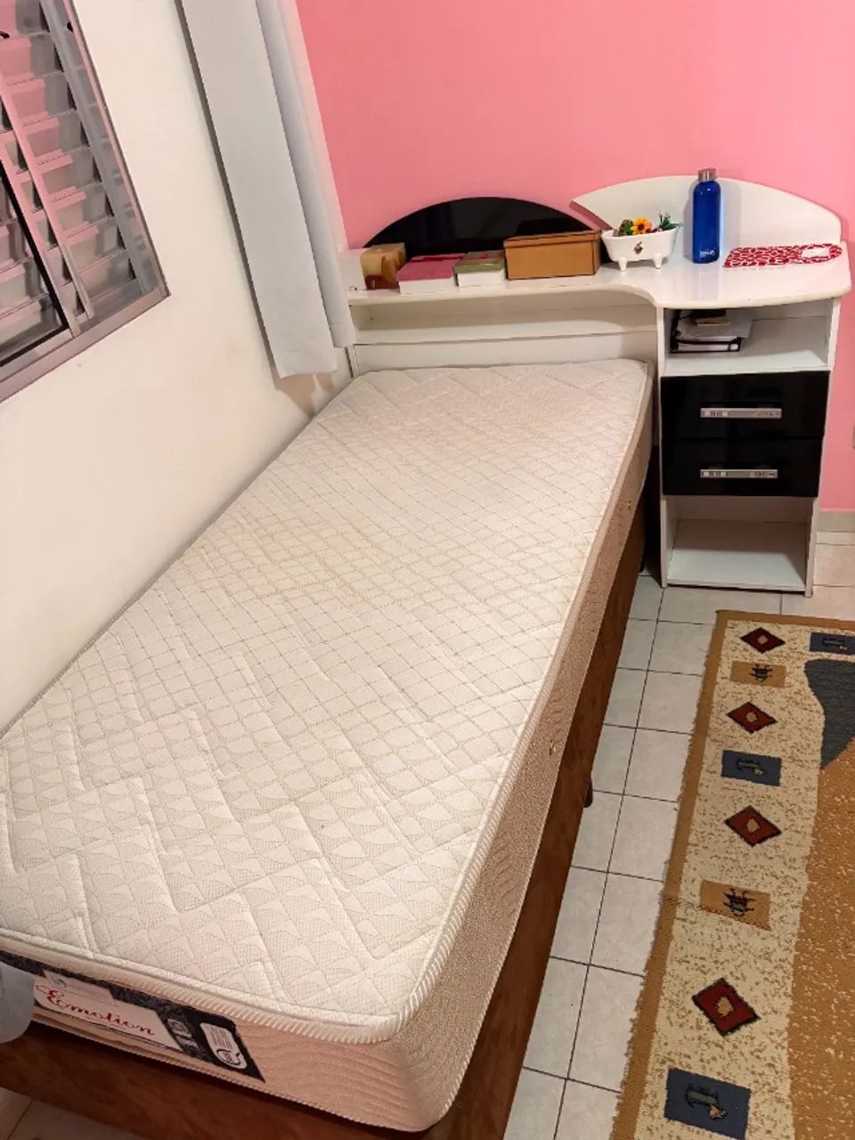 Cama Box Solteiro + Cabeceira Extensiva com Gavetas