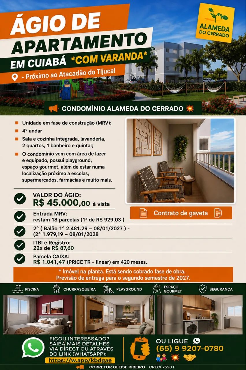 Vende - se ágio de apartamento 