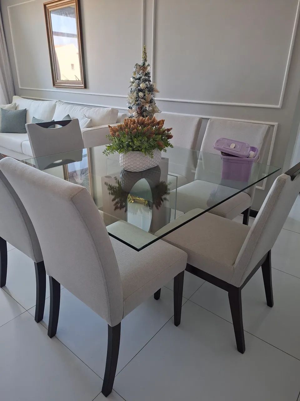 Vendo 6 cadeiras em ótimo estado no tecido linho - Foto 2