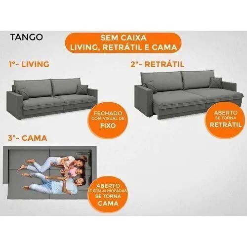 Sofá Tango 2,00m sem caixa, Retrátil e Reclinável Velosuede Bege - Foto 2