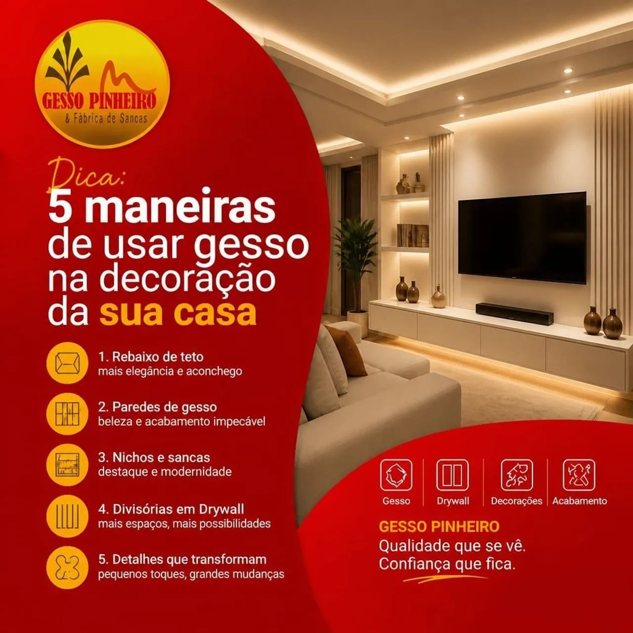 Gesso e Decorações/Divisórias em Drywall  - Foto 2