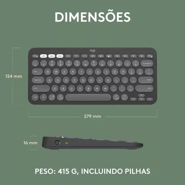 Teclado sem fio Logitech Pebble Keys 2 K380 - Grafite - Foto 4