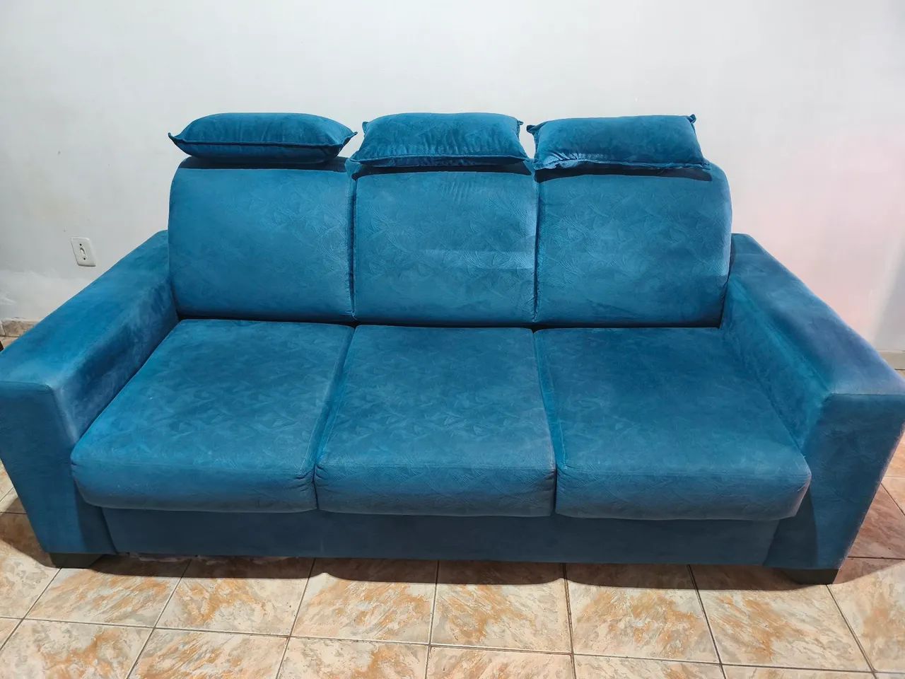 SOFÁ RETRÁTIL TRÊS LUGARES AZUL - Foto 3