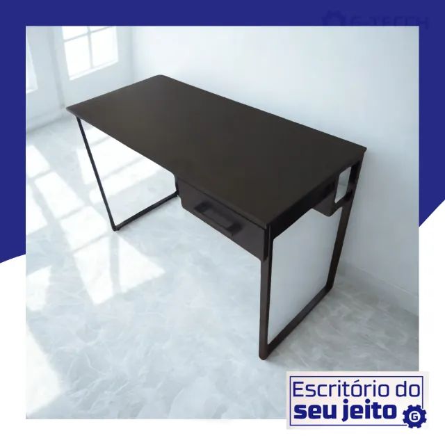 Escrivaninha Industrial com Gaveta 1,1M Mesa Refoçada Multiuso para Estudo Computado Gamer - Foto 3