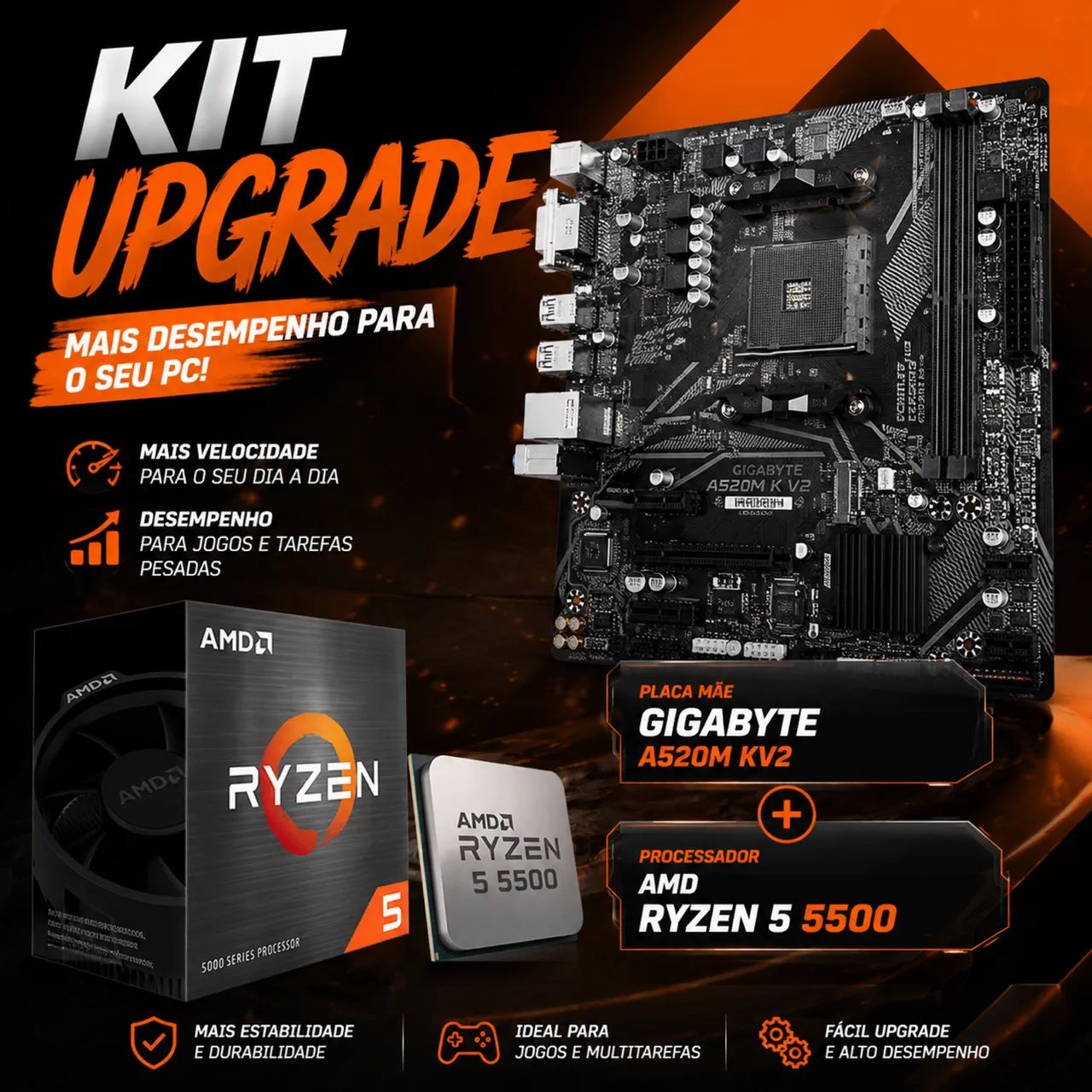 KIT UPGRADE RYZEN 5500 + a520m KV2 