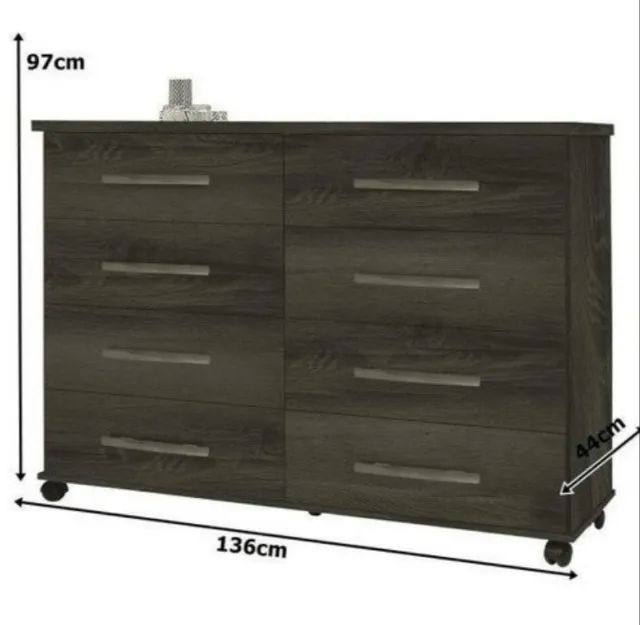 Cômoda Jade 8 Gavetas com Rodizios  - Foto 2