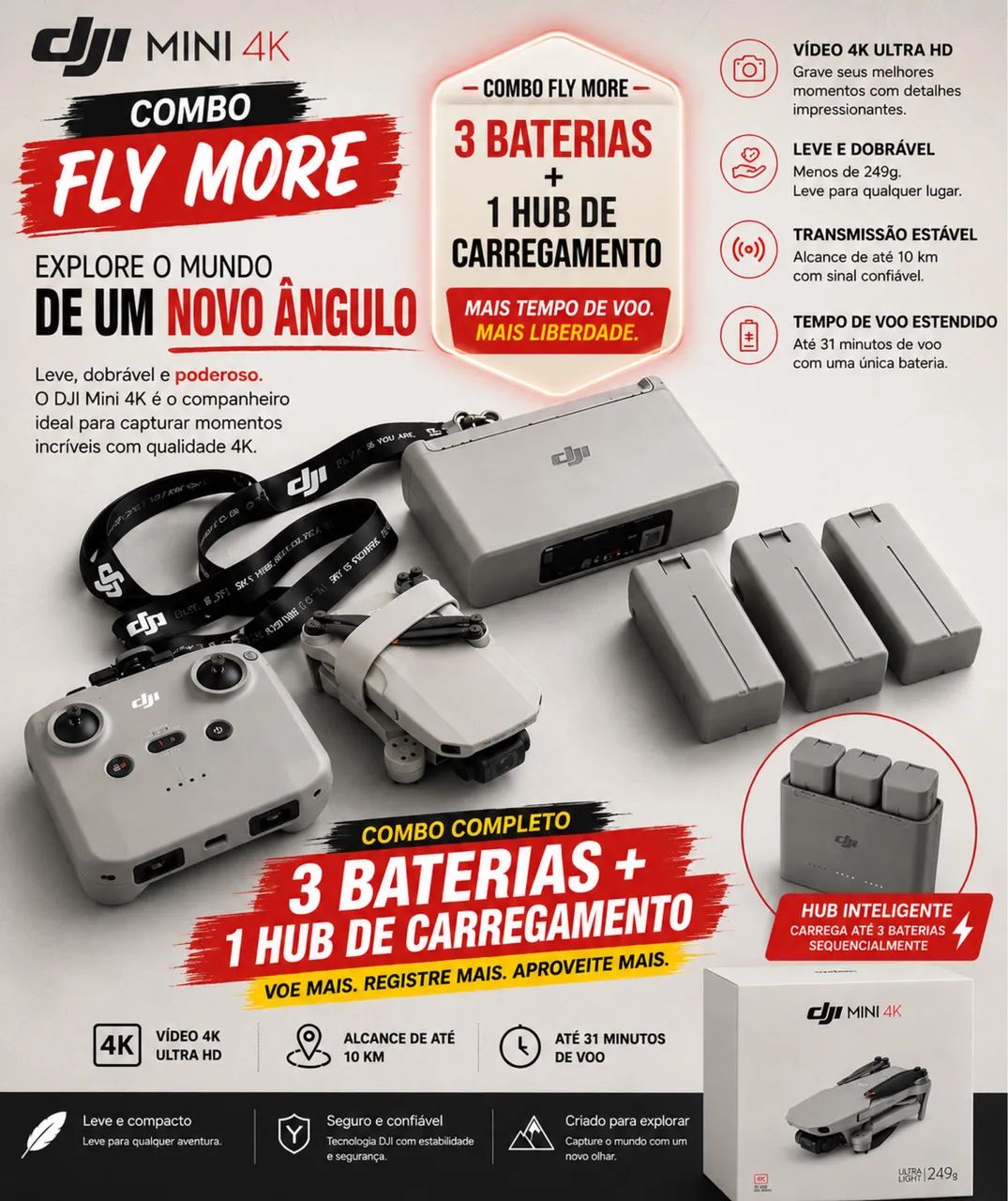 Mini Drone DJI 4K combo fly more 3 baterias - Foto 2