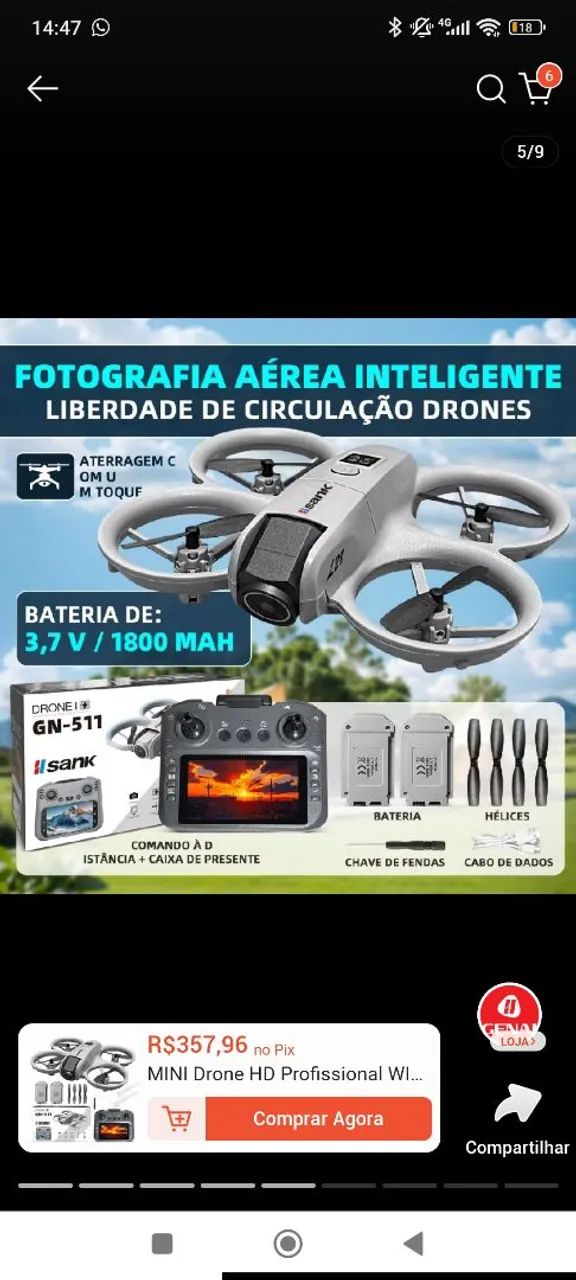 Drone com câmera 4k e sensor anti obstáculo - Foto 3