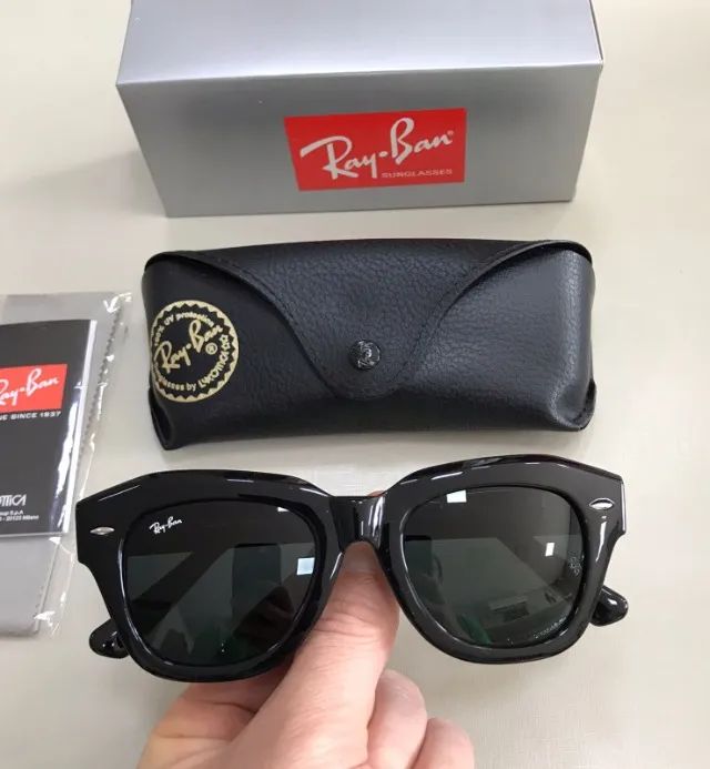 óculos de sol ray ban state black piano - Foto 4