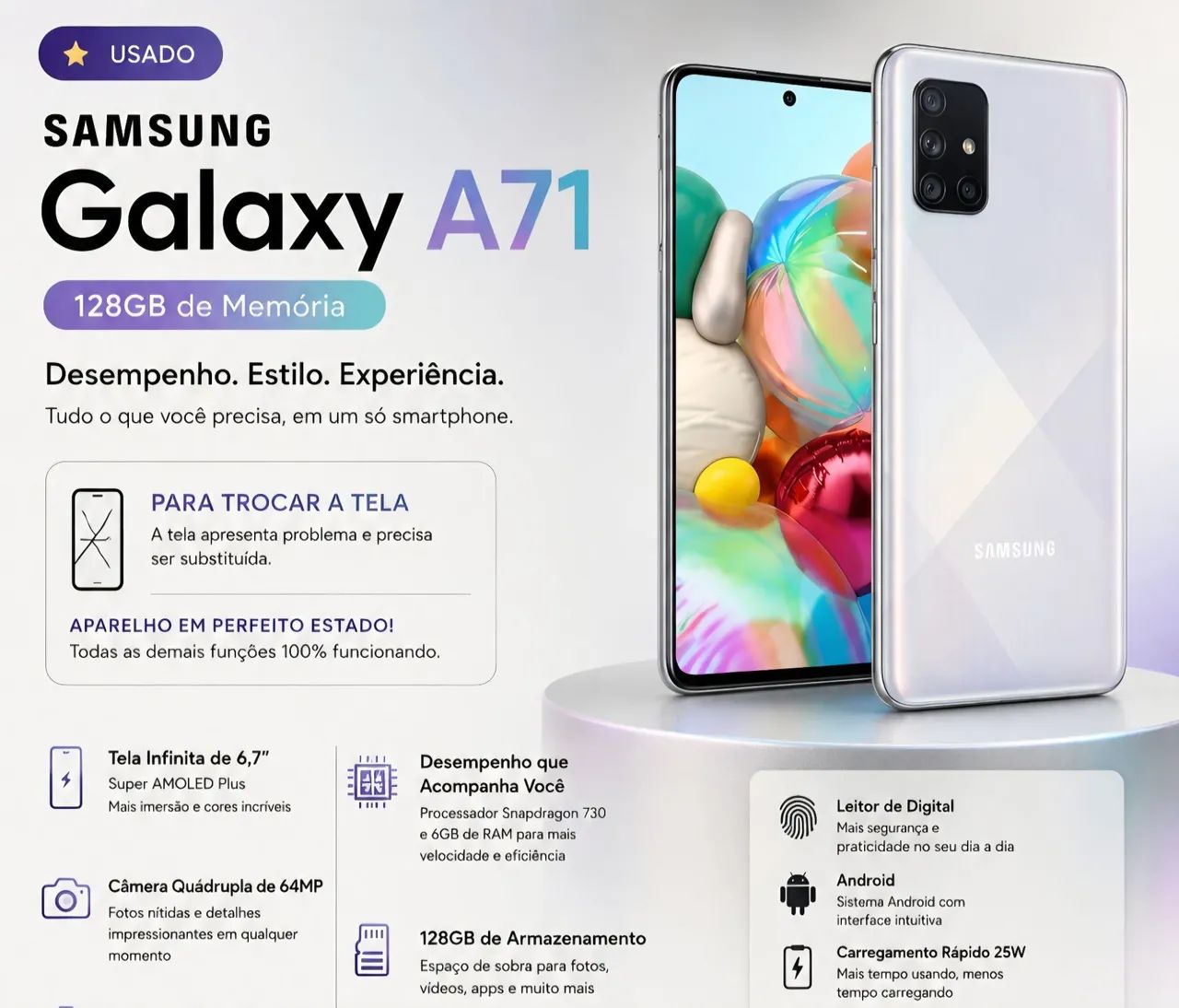 Samsung Galaxy A71 (Leia descrição) - Foto 2