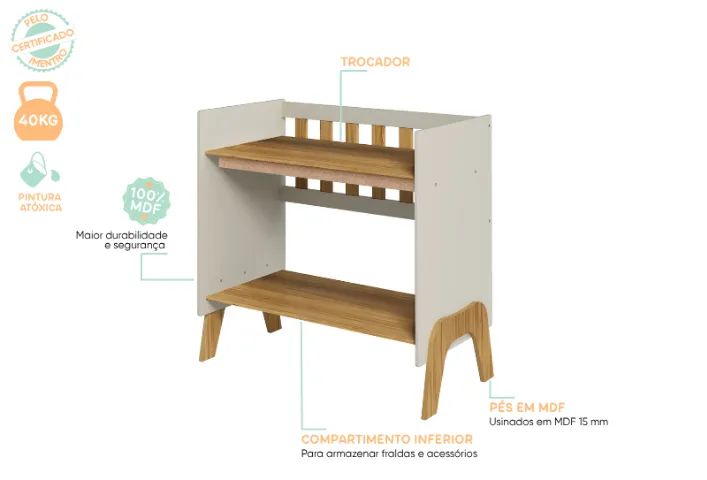 Mini Berço Guti Retro, 100% MDF (Novo) - Foto 5
