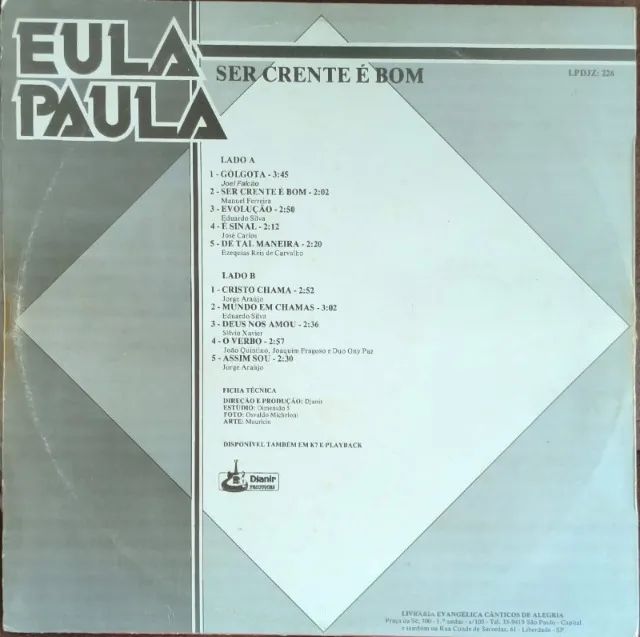 Lp Disco de Vinil Gospel Evangélico Eula Paula - Ser Crente Bom - Foto 2