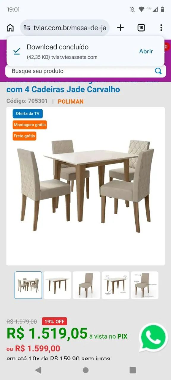 Mesa de Jantar Poliman, 4 Lugares , em perfeito estado  - Foto 4