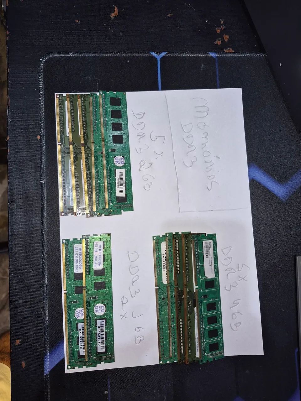 Memórias Ram DDR3 1,2, e 4 GB.