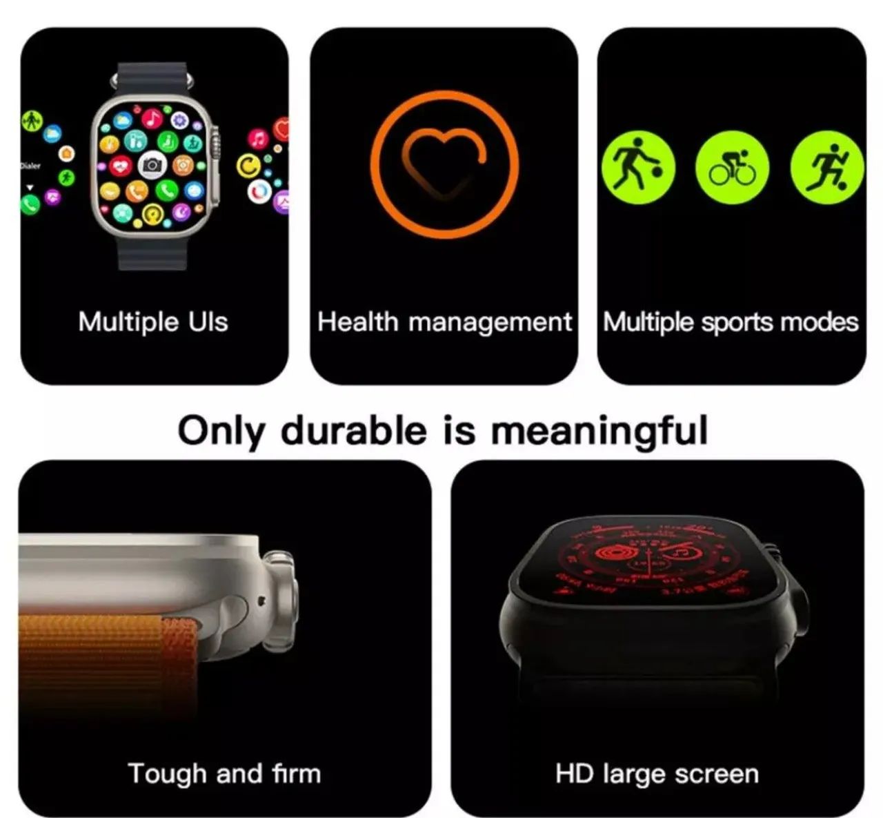 Smartwatch Ultra A15 BIG com 7 pulseiras e monitor cardíaco - Foto 2