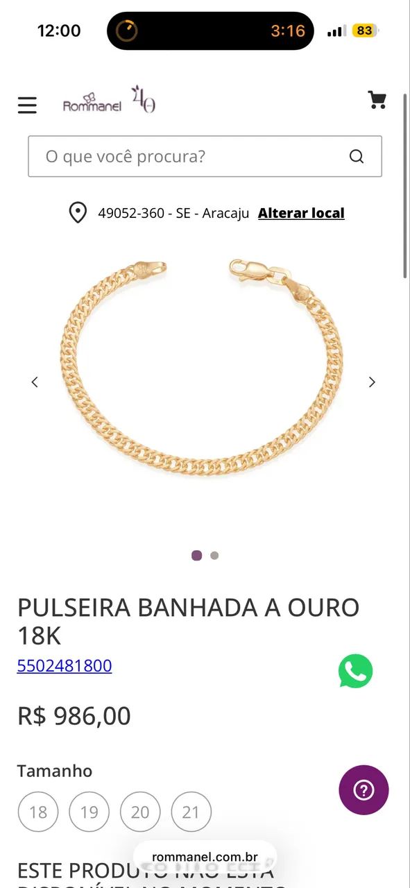 Pulseira Grumet Rommanel 18cm 4.0g