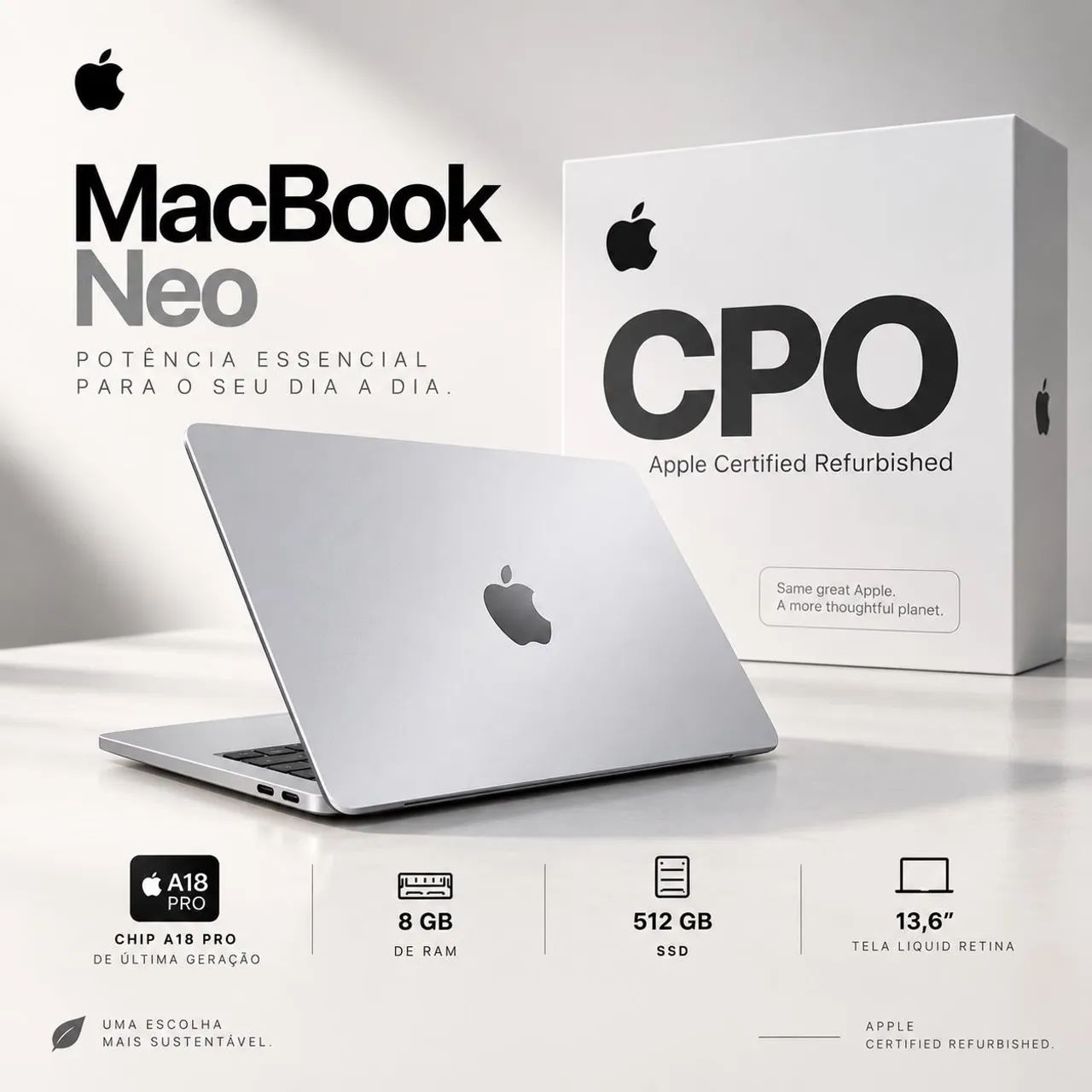 MacBook Neo | 512GB CPO (2026) | 1 ano de garantia - Notebooks