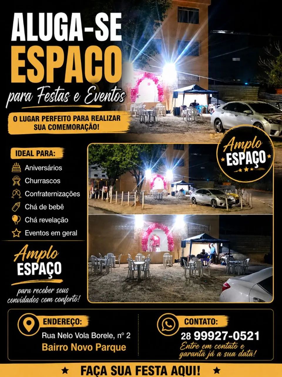 Alugo espaço para festas 