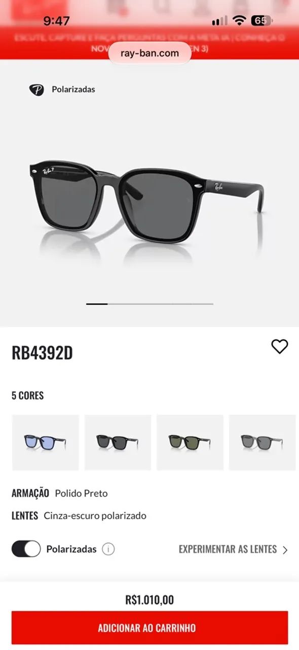 Rayban RB4392D em estado de ZERO!! - Foto 5