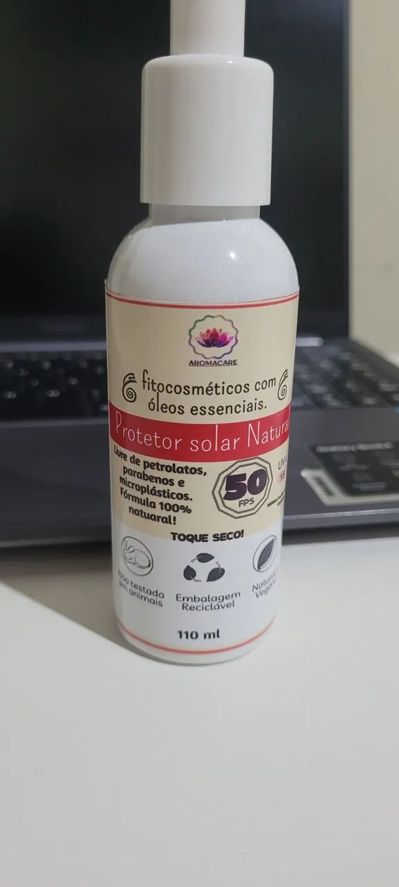 Protetor solar natural FPS50 sem parabenos