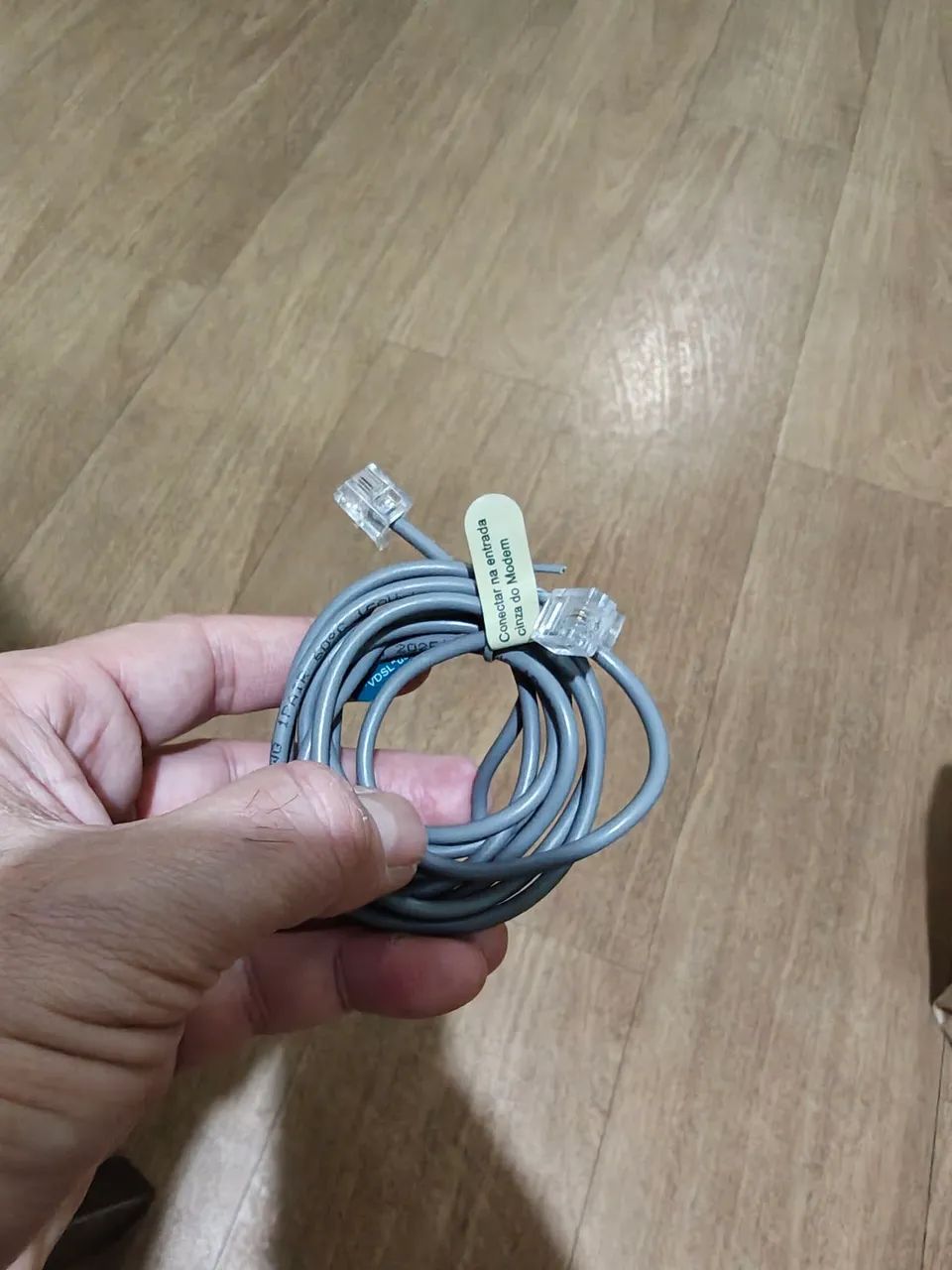 Cabo de Telefone Liso RJ11, cor Cinza, com 1,5m