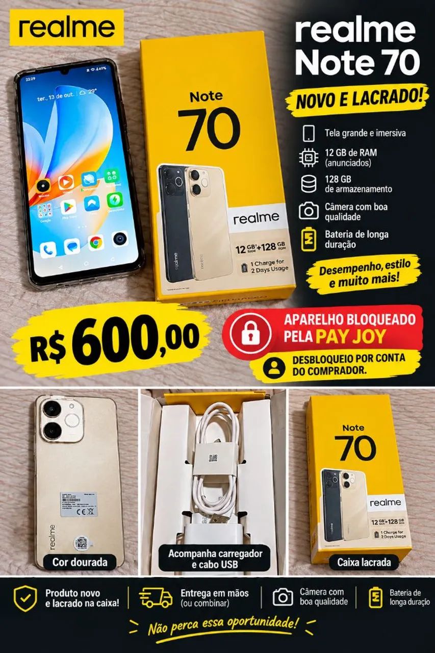 ? VENDO REALME NOTE 70 ? R$ 600