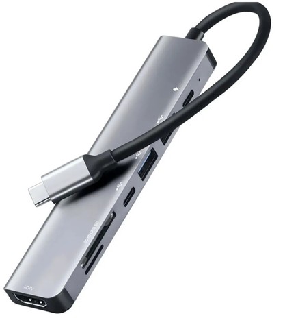 Hub Docking Station 7x1 Adaptador Type C X Cartao SD, Usb-C 3.1 e Hdmi 4k - Foto 2