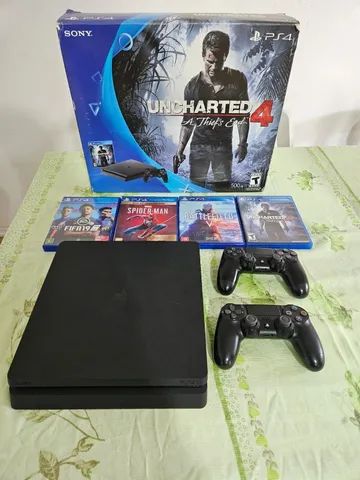 Ps4 Playstation 4 Slim 500GB +2 Controles Novos + 1 Jogo