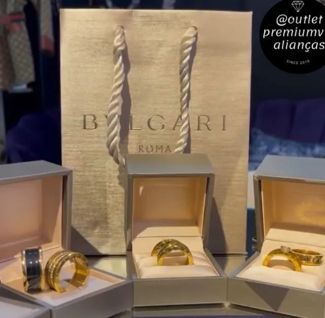 Aliança Anel Bvlgari com duplo banho em ouro 18 k