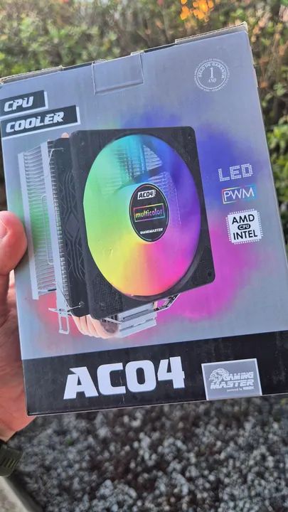 Cooler fan ARGB p/ processador AMD, Intel (Lacrado, 1 ano garantia, 4 Heatpipes, 12cm