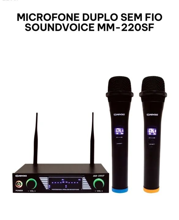 Microfone  Sem Fio Soundvoice MM-220 SF (Duplo, lapela e headset)