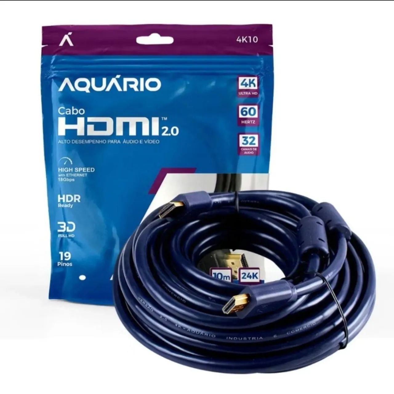 Cabo 2.0 Hdmi 10 metros Aquário 4k blindado - Foto 3
