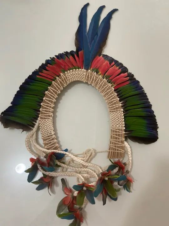 Cocar indígena com penas naturais  - Foto 5