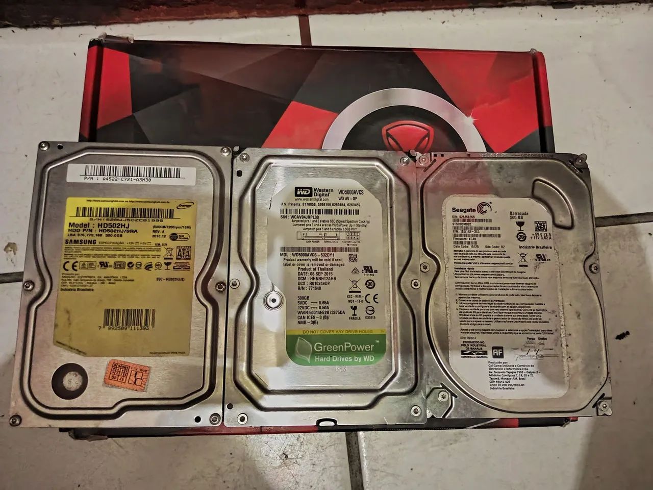 3 HDs de 500 pra Pc os 3 saudáveis funcionando normalmente 