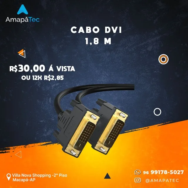 Cabo DVI 1m 1 Metro DVI-D 24+1 1080p 60Hz compativel 24+5