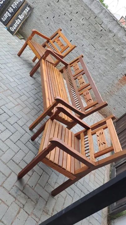 Conjunto de Bancos madeira de lei mista  - Foto 3