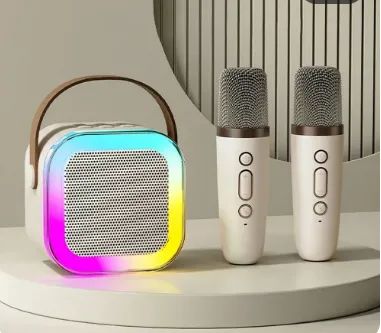 Caixa de Som com 2 Microfones Led RGB Bluettoth K12 Karaoke z729