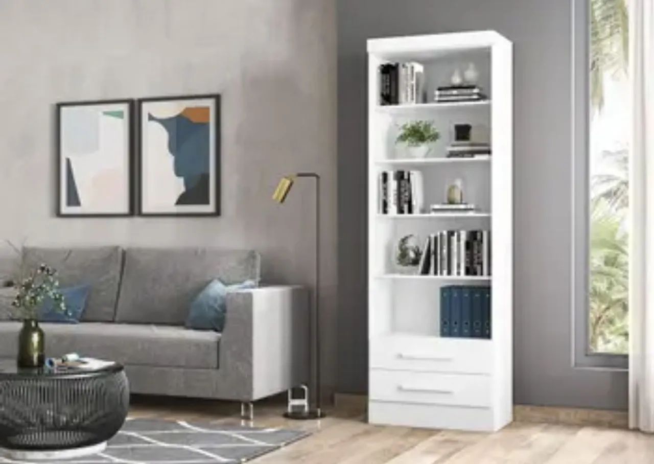 Multiuso livreiro 2 gavetas branco 