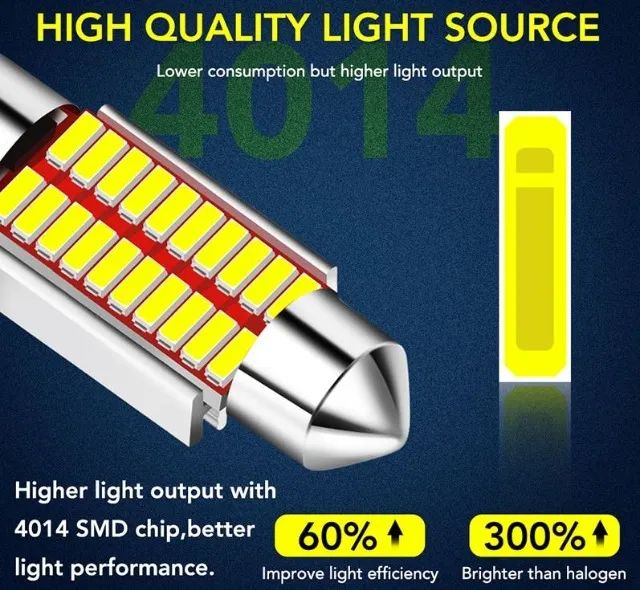 Lâmpada Led Torpedo Interior Carro C5w 39mm Canbus 12v 6500k Branco Leitura  COD-CP627 
