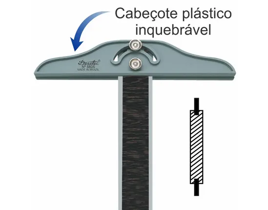 Régua T de 60 cm Fenólica Trident, Cabeçote Móvel 5610