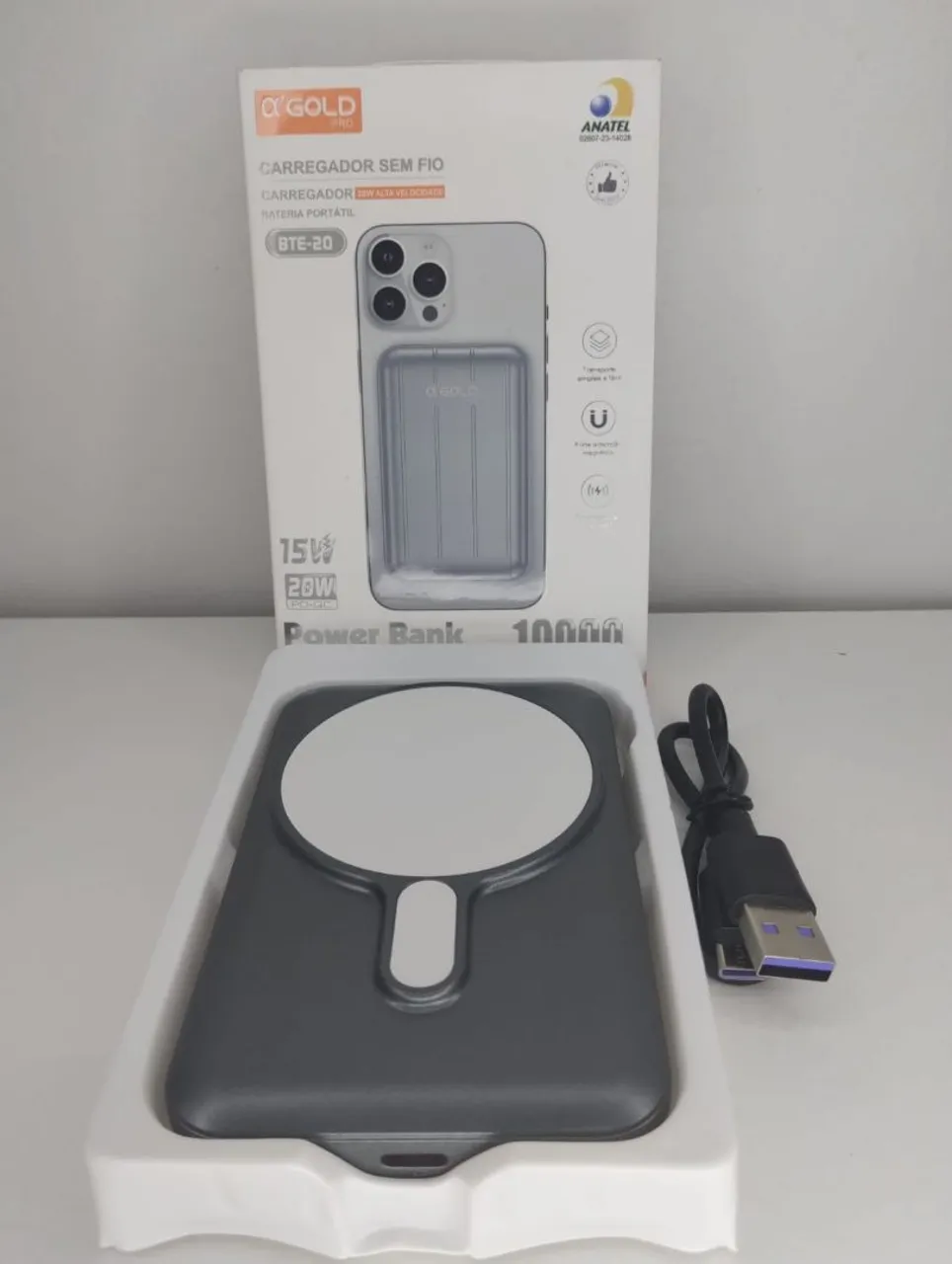 Carregador Sem Fio Power Bank 10000 mAh