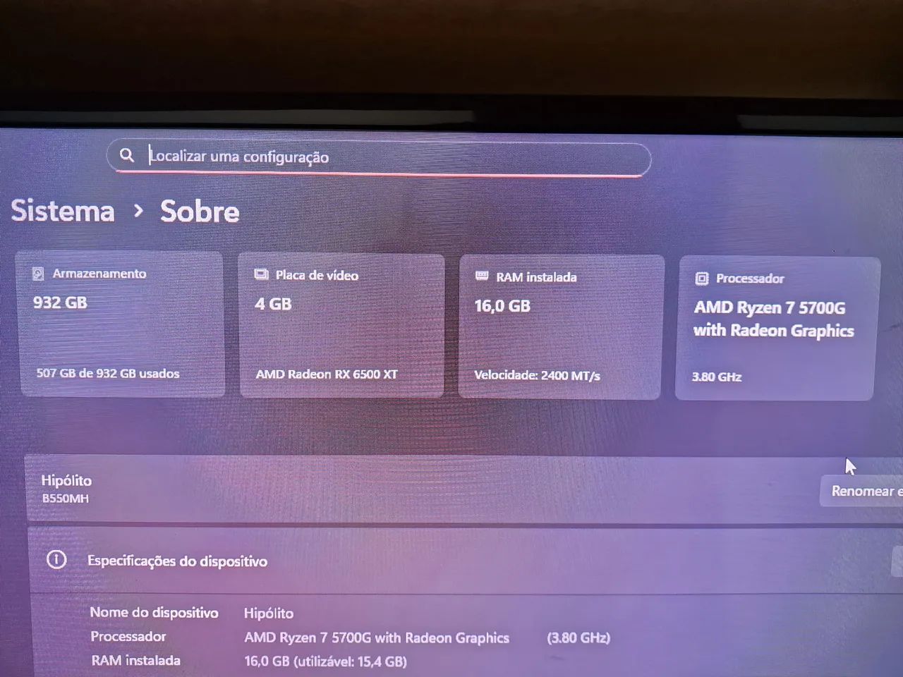PC Gamer Ryzen 7 16GB RAM  HD 1TB 5700G  RX 6500 XT 4GB   - Foto 5