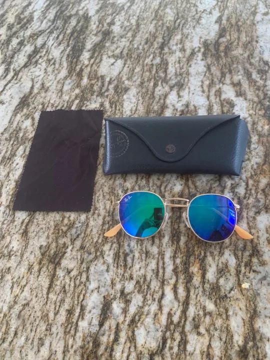 Óculos de sol Ray-Ban redondos com lentes espelhadas - Foto 2