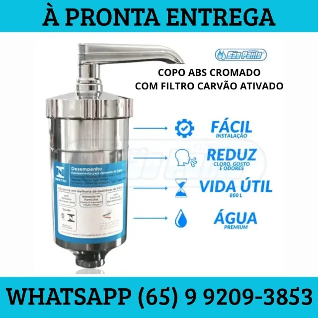 Filtro Copo Abs Universal Com Refil Para Torneira