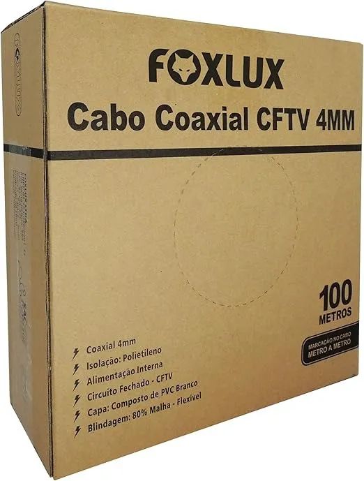 (NOVO. NUNCA USADO) Foxlux Cabo Coaxial CFTV Bipolar 80% - 100 metros - Foto 5