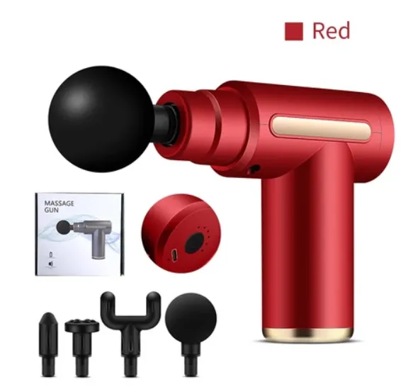 Massageador Elétrico Profissional Muscular Pistola Original Massagem Gun Vermelho pret. v