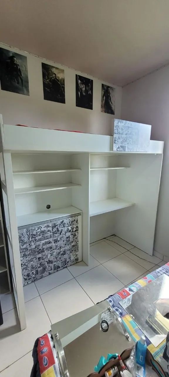 Cama Suspensa e Estante - Ideal para Quarto MDF  - Foto 4