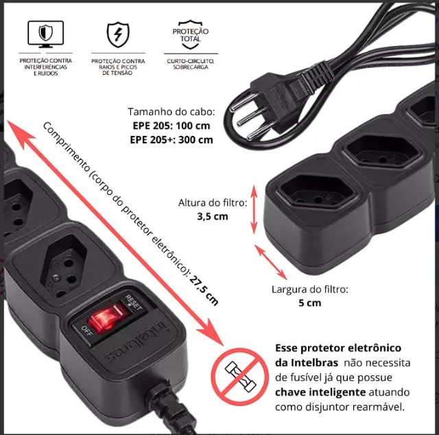 Filtro de linha/protetor eletrônico Intelbras 127V/220V certificado pelo INMETRO! - Foto 3