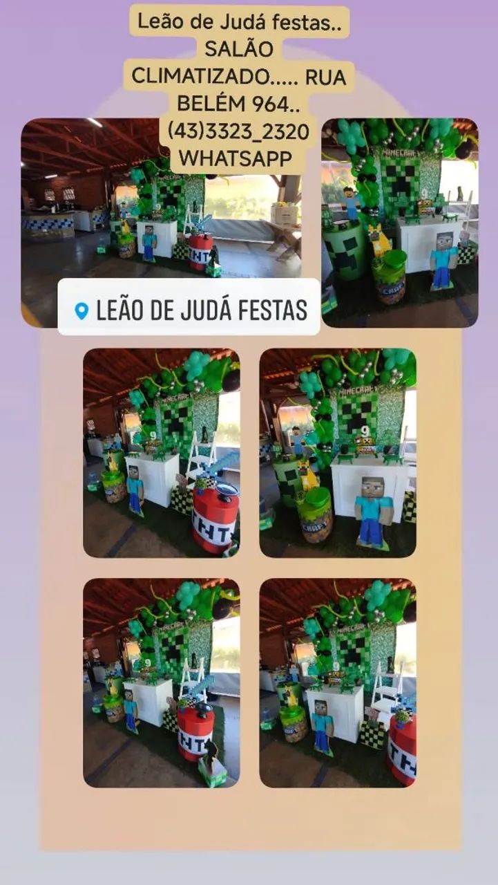 Decoração Festa Infantil Minecraft - Leão de Judá