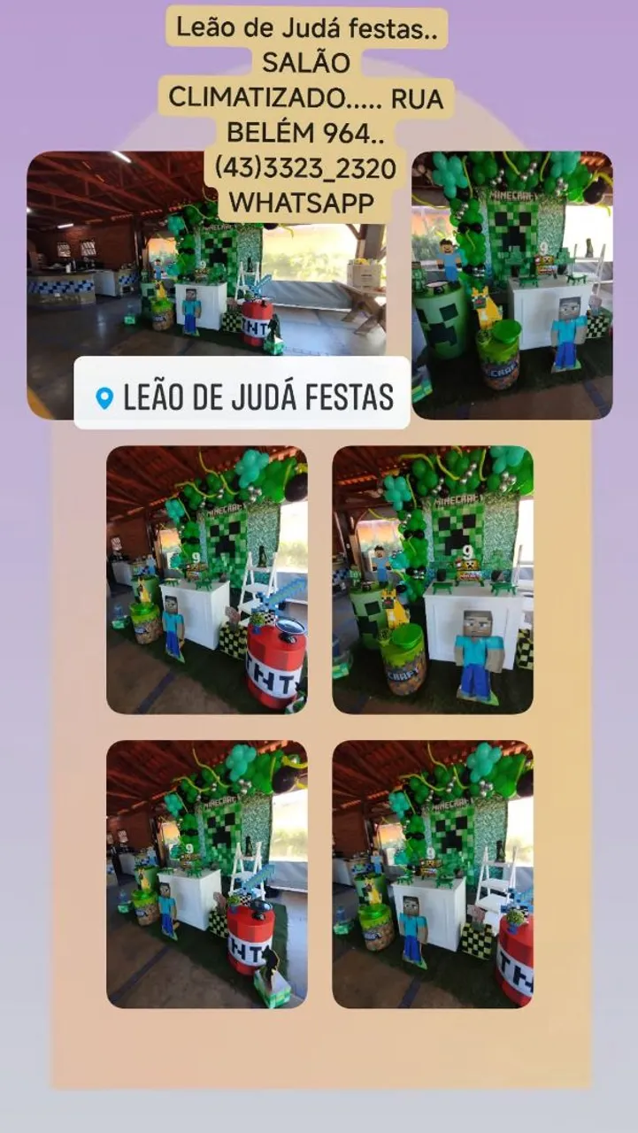 Decoração Festa Infantil Minecraft - Leão de Judá